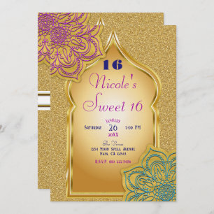 Arabian Nights Gold Sparkle Mandala Geburtstagspar Einladung