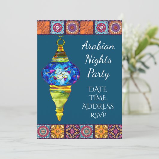 Arabian Nights Lanterns Party Einladung (Stehend Vorderseite)