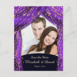 Arabian Nights Lila & Gold Foto Save the Date Postkarte
