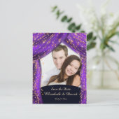 Arabian Nights Lila & Gold Foto Save the Date Postkarte (Stehend Vorderseite)