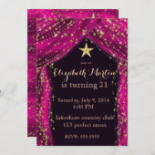 Arabian Nights Magenta Einladung (Vorne/Hinten)