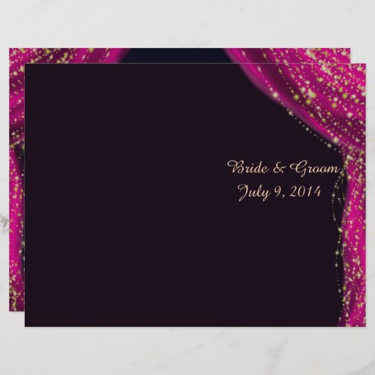 Arabian Nights Magenta & Gold Hochzeitsprogramm (Vorne/Hinten)