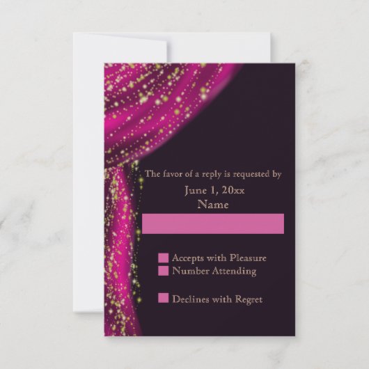 Arabian Nights Magenta & Gold Wedding RSVP Karte (Vorderseite)