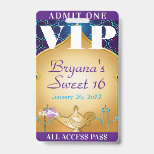 Arabian Nights Marokkanische Party Sweet 16 VIP-Pa Ausweis