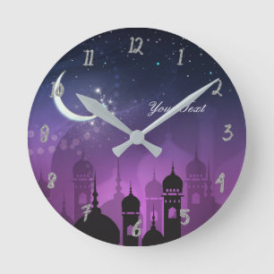 Arabian Nights Moroccan Purple Palace Personalized Runde Wanduhr