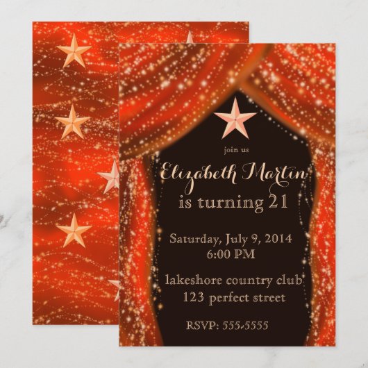 Arabian Nights Orange Einladung (Vorne/Hinten)