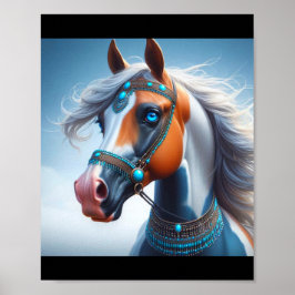 Arabian Paint Horse Blue Eyes Poster
