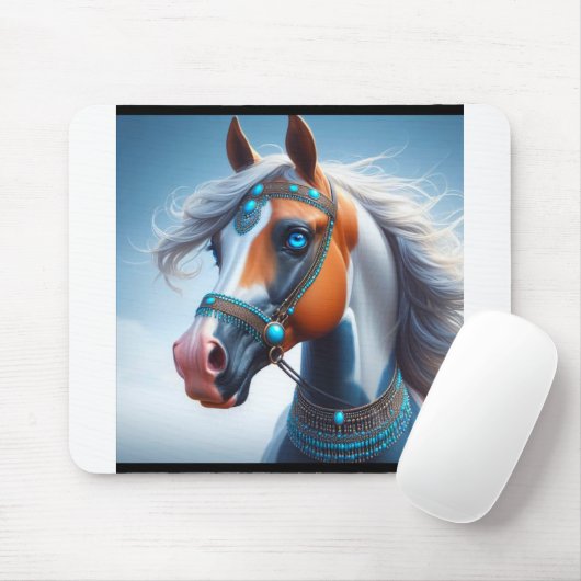 Arabian Paint Horse Portrait Mousepad (Mit Mouse)