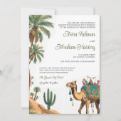 Arabian Palm Wüste Camel QR Code Hochzeit Einladung (Vorderseite)