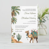 Arabian Palm Wüste Camel QR Code Hochzeit Einladung (Stehend Vorderseite)