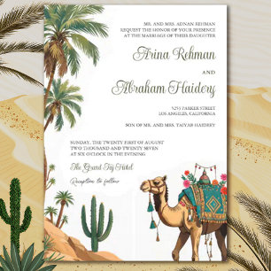 Arabian Palm Wüste Camel QR Code Hochzeit Einladung