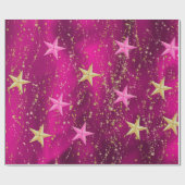 Arabianische Nächte Magenta & Gold Stars Geschenkpapier (Flach)