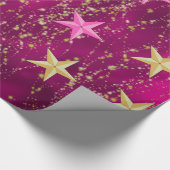 Arabianische Nächte Magenta & Gold Stars Geschenkpapier (Ecke)