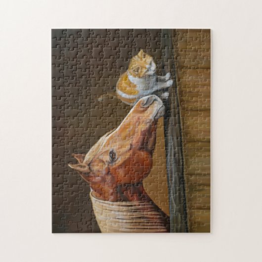 Arabianisches Pferd mit Barnkatze Reitpuzzle Puzzle (Vertikal)