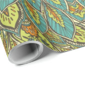 Arabic Boho Elegant Floral marokkanischer Pfau Geschenkpapier (Rolleneckpunkt)