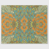 Arabic Boho Elegant Floral marokkanischer Pfau Geschenkpapier (Flach)