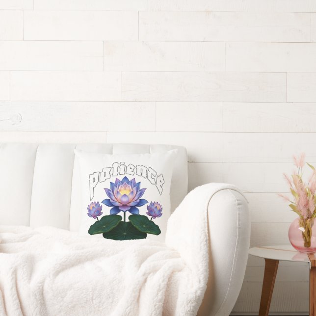 Arabic Calligraphy Sabr Patience - Zen Lotus Flowe Kissen (Liege)