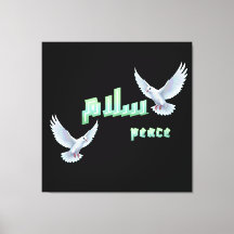 Arabic Peace "Salaam" Typography with White Doves 