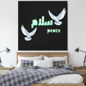 Arabic Peace "Salaam" Typography with White Doves Leinwanddruck (Insitu (Schlafzimmer))