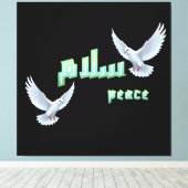 Arabic Peace "Salaam" Typography with White Doves Leinwanddruck (Insitu (Holzboden))