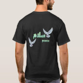 Arabic Peace "Salaam" Typography with White Doves  T-Shirt (Rückseite)