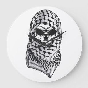 Arabic Shemagh Kufiya Skull Acrylic Wall Clock Große Wanduhr