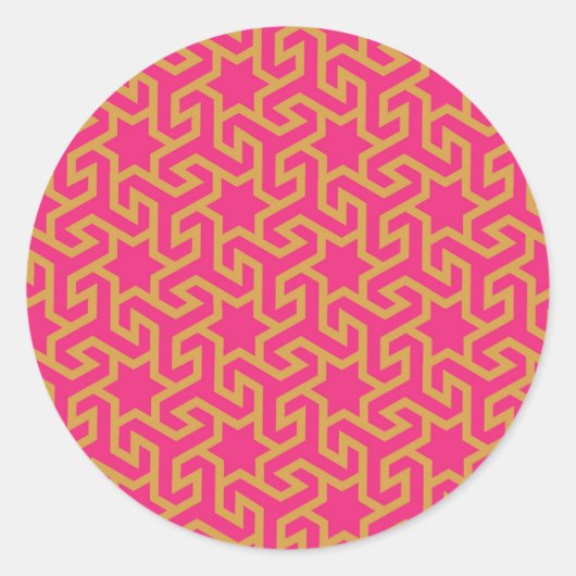 Arabic Star Shaped Muster Runder Aufkleber (Vorderseite)