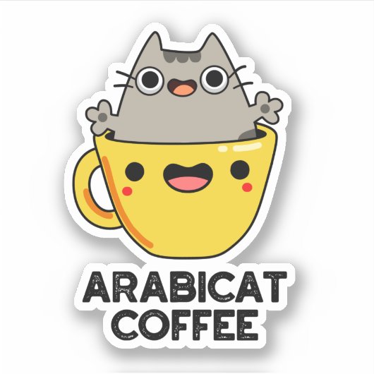 Arabicat Coffee Funny Arabica Cat Pub Aufkleber (Vorderseite)