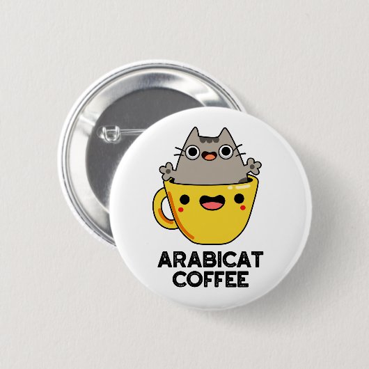 Arabicat Coffee Funny Arabica Cat Pub Button (Vorne & Hinten)