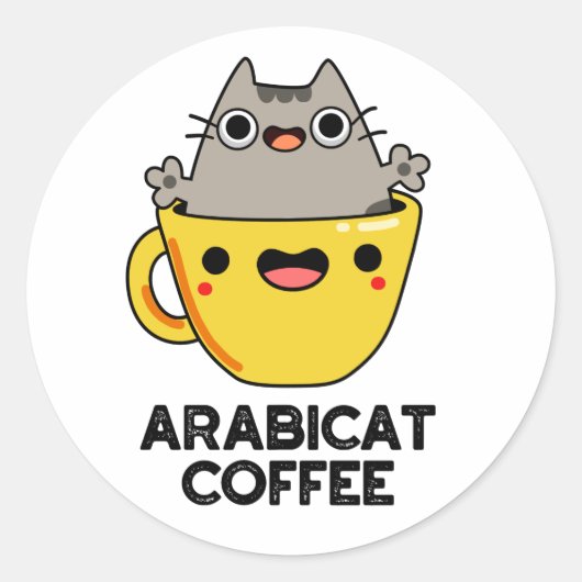 Arabicat Coffee Funny Arabica Cat Pub Runder Aufkleber (Vorderseite)