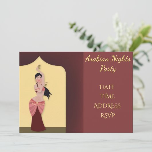 Arabien-Nachtbauchtanzen-Party Einladung (Stehend Vorderseite)