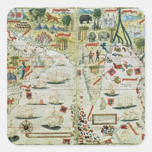 Arabien und Indien, aus dem "Miller Atlas", c.1519 Quadratischer Aufkleber (Vorderseite)
