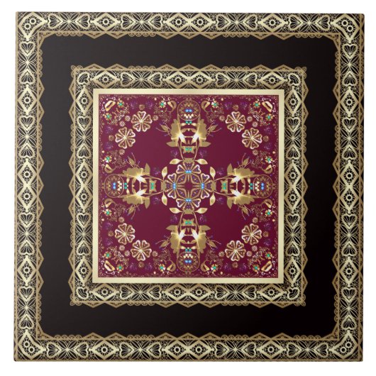 Arabisch abstrakt dekoriert Ost-Zierbarocke Fliese (Vorderseite)