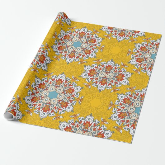Arabisch Boho Elegant Geometric Yellow Geschenkpapier (Ungerollt)