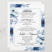 Arabisch Englisch Light Blue Muslim Einladung (Vorne/Hinten)