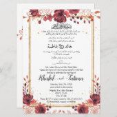 Arabisch-englische Rote Rose Gold Einladung (Vorne/Hinten)