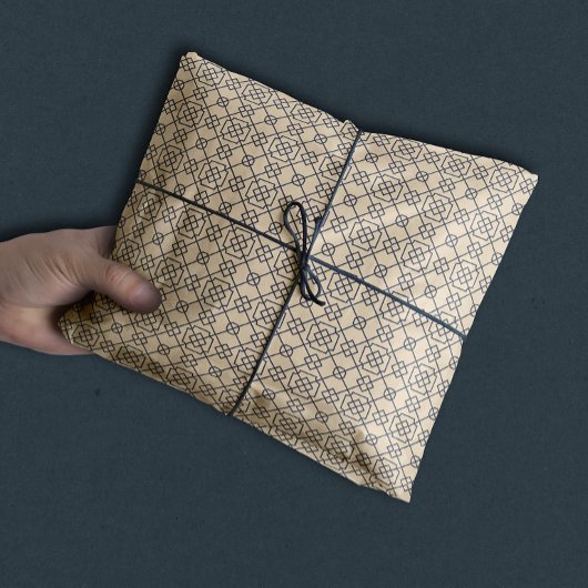 Arabisch geometrisch | Navy Blue Tan Seidenpapier