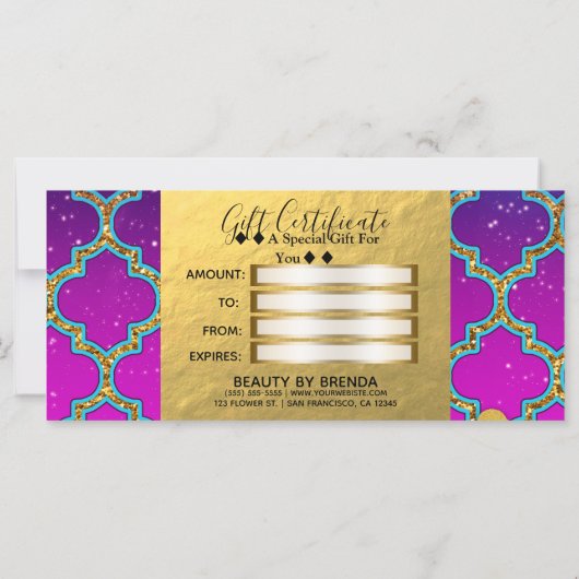 Arabisch-indisches Geschenkgutschein (Rückseite)