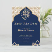 Arabisch-orientalisch-goldfarben der Marine Save The Date (Stehend Vorderseite)