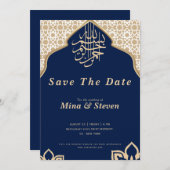Arabisch-orientalisch-goldfarben der Marine Save The Date (Vorne/Hinten)