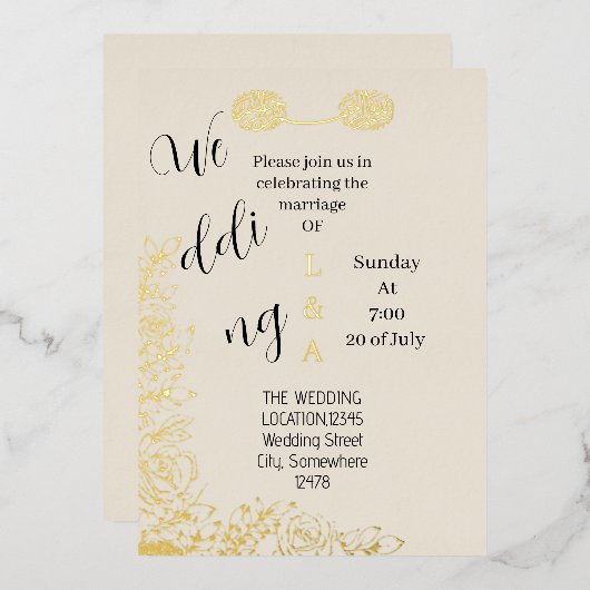 Arabisch romantisch einzigartig schlicht minimalis folieneinladung (Vorderseite/Rückseite)