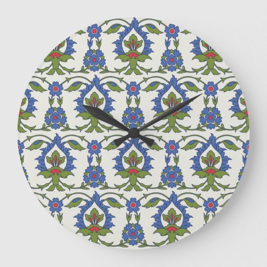 Arabisch Traditionell: Iznik Tile nahtlos. Große Wanduhr (Vorderseite)
