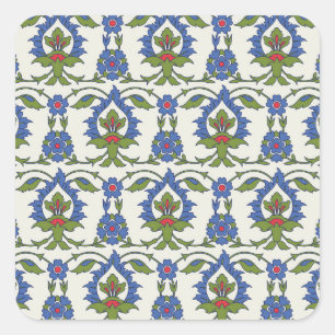 Arabisch Traditionell: Nahtloses Iznik-Fliesenmust Quadratischer Aufkleber