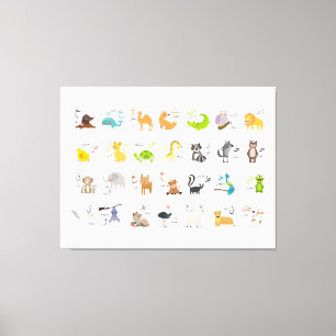 arabische Alphabet-Tiere ح ر ا و ل ا ف ل عر ب Leinwanddruck