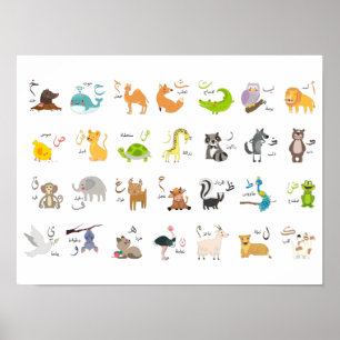 arabische Alphabet-Tiere Poster