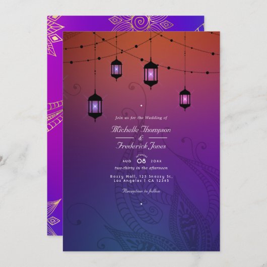 Arabische Bollywood QR Code UAWG Wedding Einladung (Vorne/Hinten)