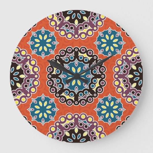 Arabische Fliesen, Vintages Patchwork-Muster. Große Wanduhr (Vorderseite)