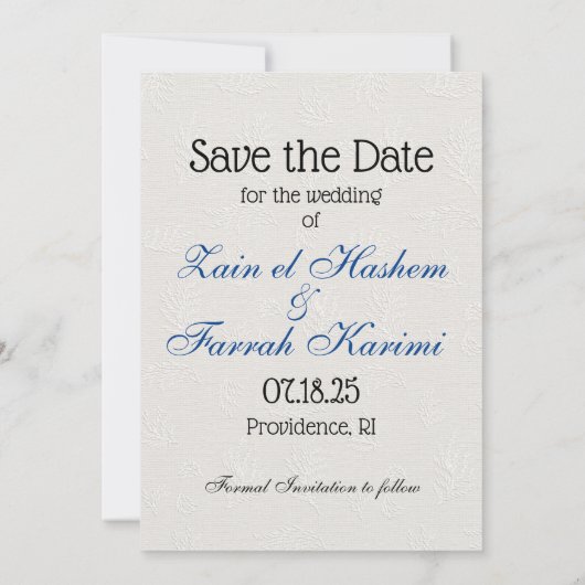Arabische Hochzeit Save The Date (Rückseite)