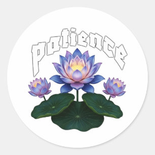 Arabische Kalligrafie Sabr Geduld - Zen Lotosblume Runder Aufkleber