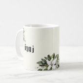 Arabische Kalligraphie & Aquarellblütenblütenblüte Kaffeetasse (Vorderseite Links)